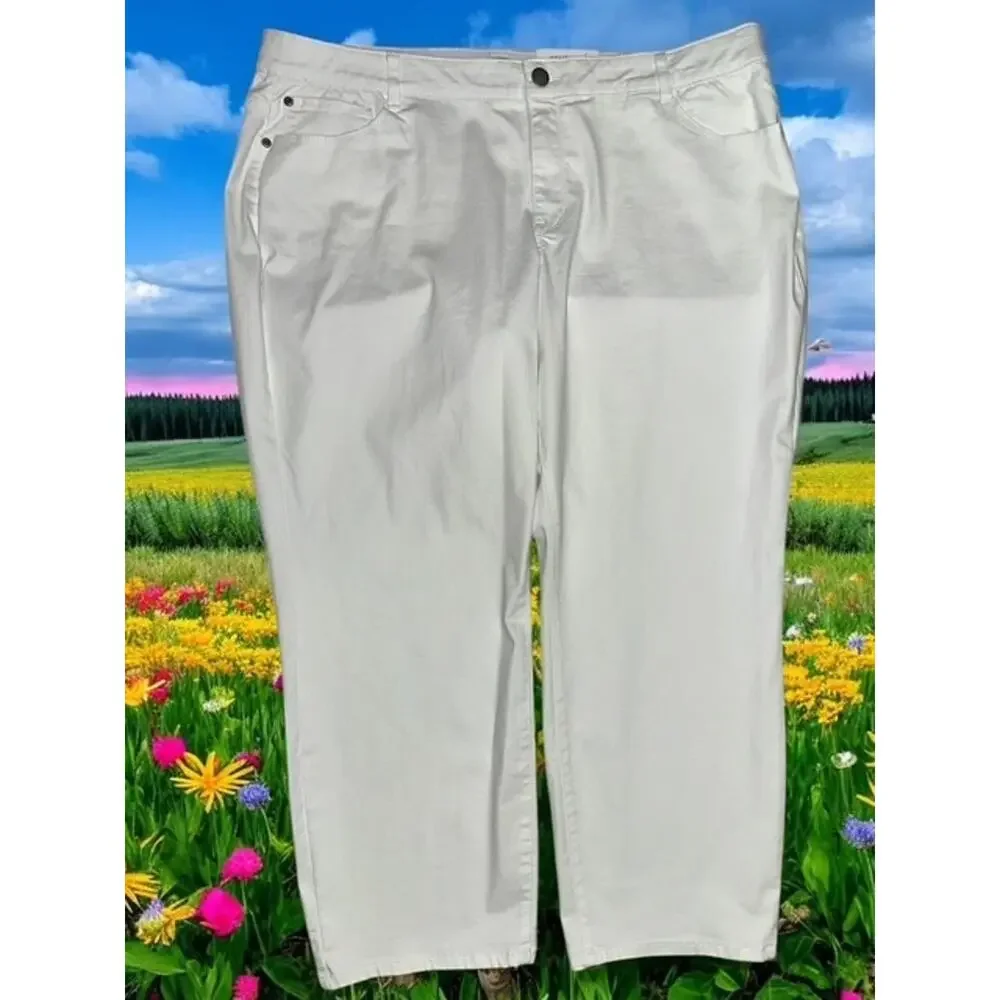 Westbound Woman 24W S Pants White Formula Fit Mid Rise Straight Tummy Panel Jean - Picture 2 of 6